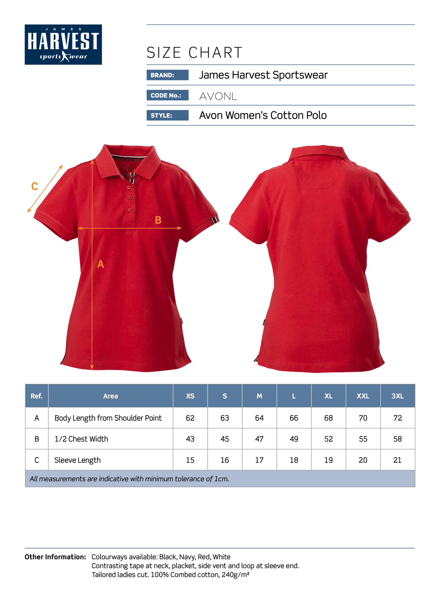 Avon Women's Cotton Polo T-Shirts and Polos James Harvest