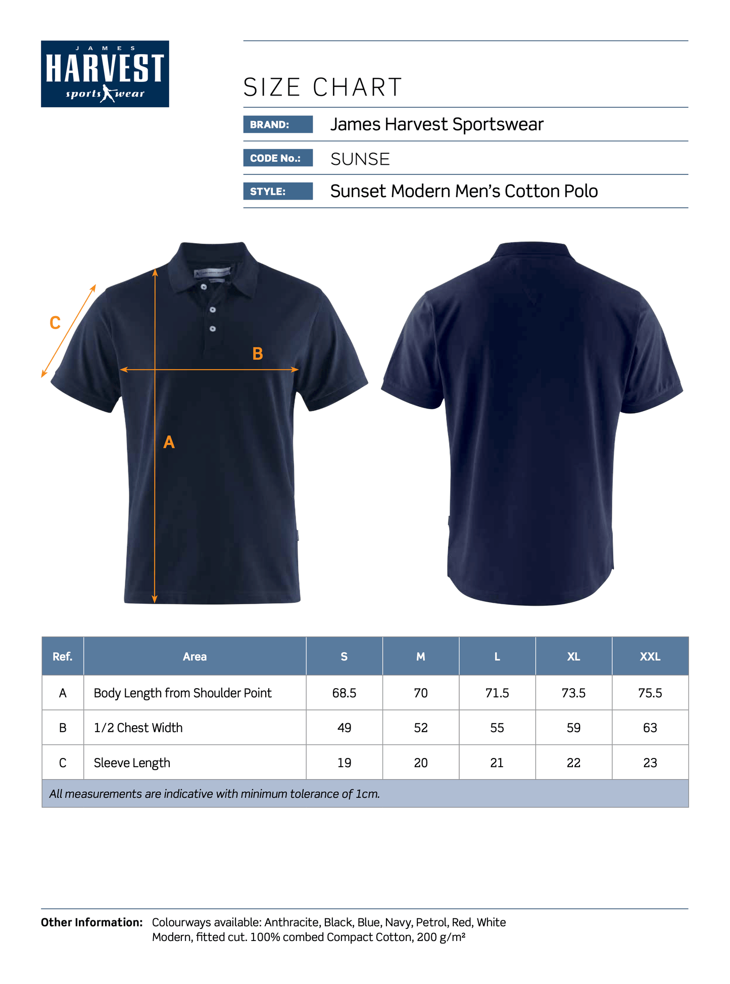 Sunset Modern Fit Polo T-Shirts and Polos James Harvest