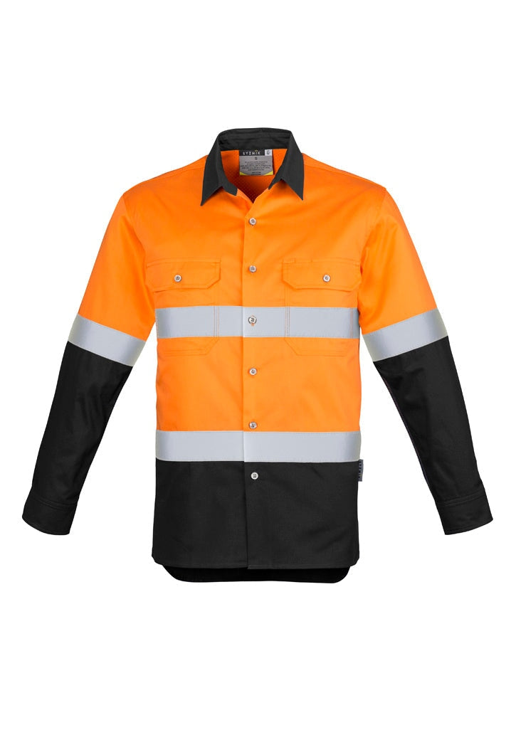 Mens Industrial Long Sleeve Shirt - Hoop Taped Workwear Fashion Biz / Syzmik
