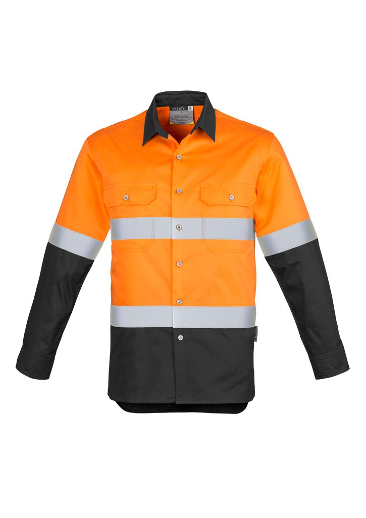 Mens Industrial Long Sleeve Shirt - Hoop Taped Workwear Fashion Biz / Syzmik