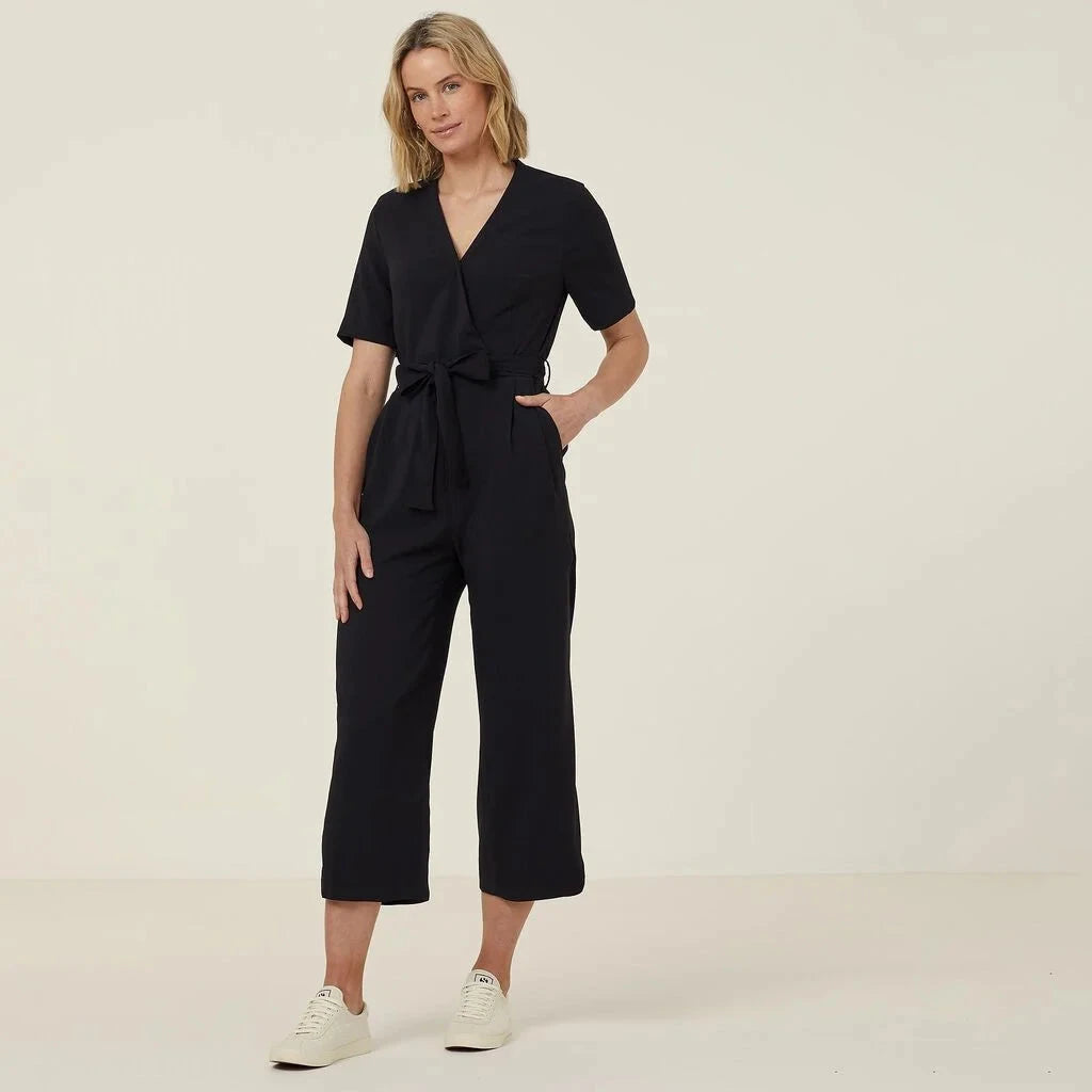 Womens Heavy Stretch Georgette Short Sleeve Jumpsuit Shirts NNT