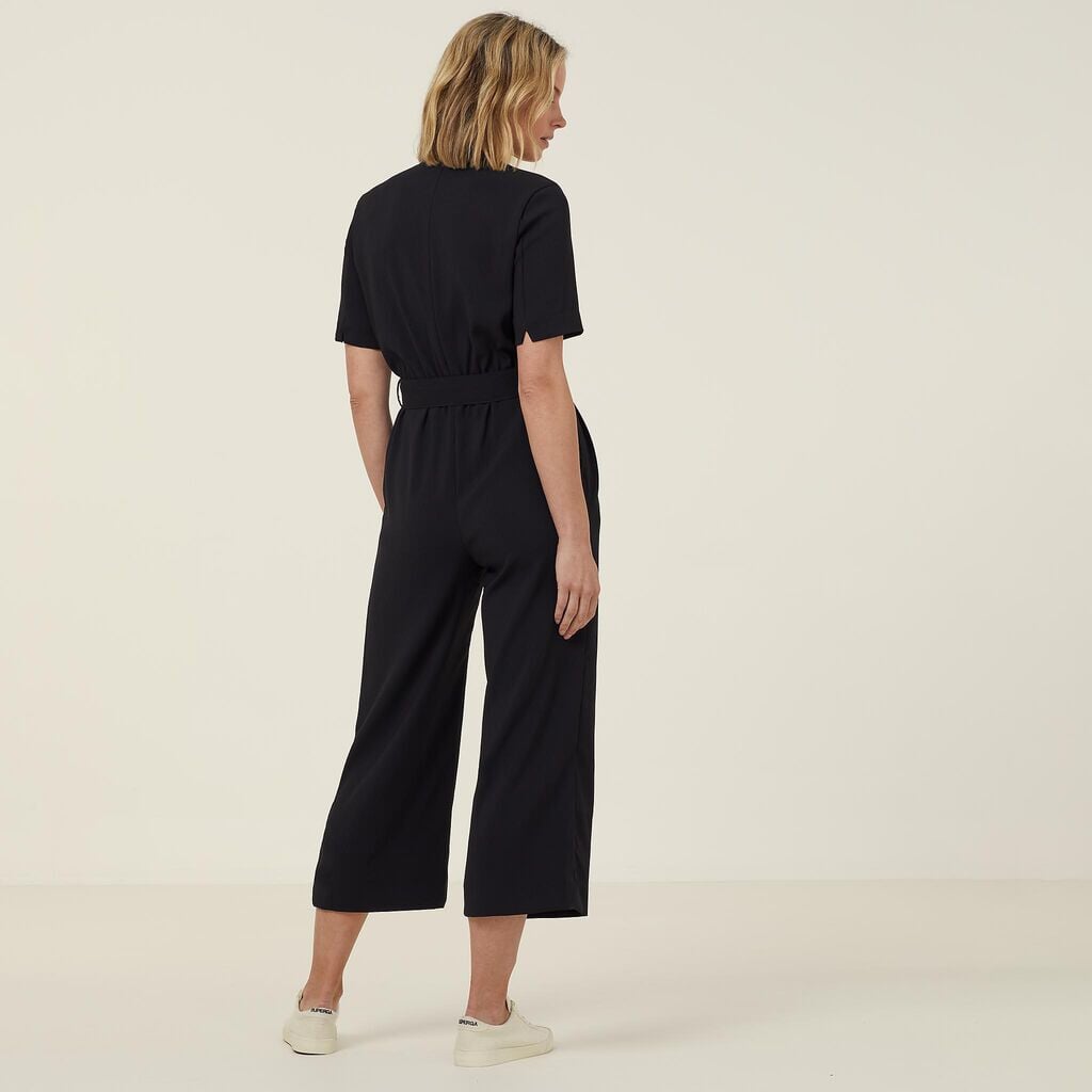 Womens Heavy Stretch Georgette Short Sleeve Jumpsuit Shirts NNT