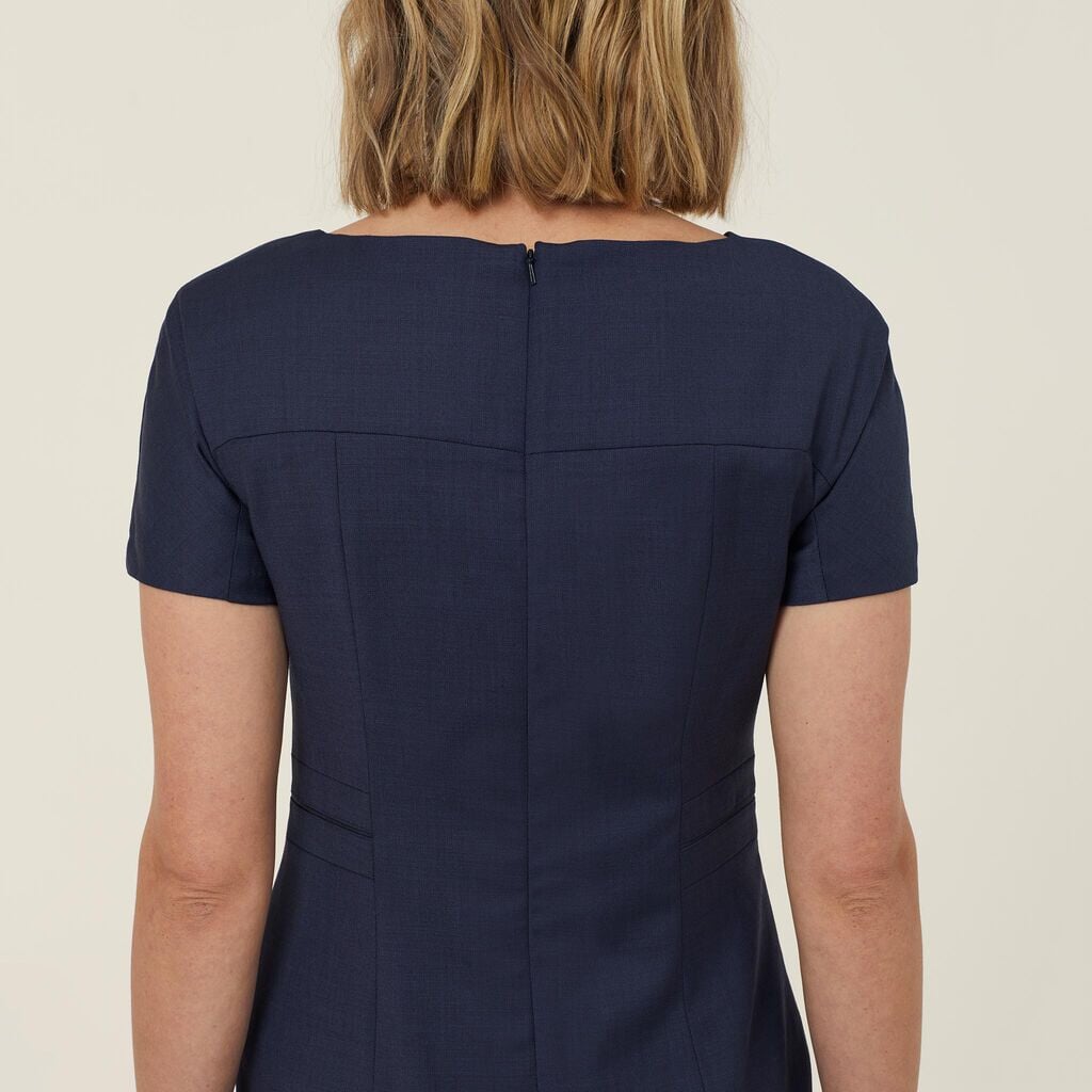 Womens Sharkskin Short Sleeve Detail Dress Corporate NNT
