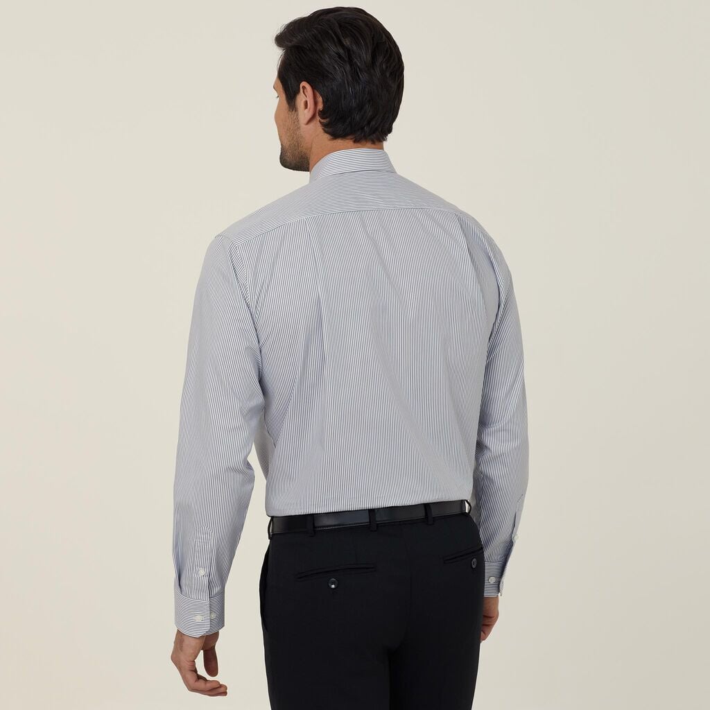 Mens Avignon Fine Block Stripe Stretch Long Sleeve Shirt Shirts NNT