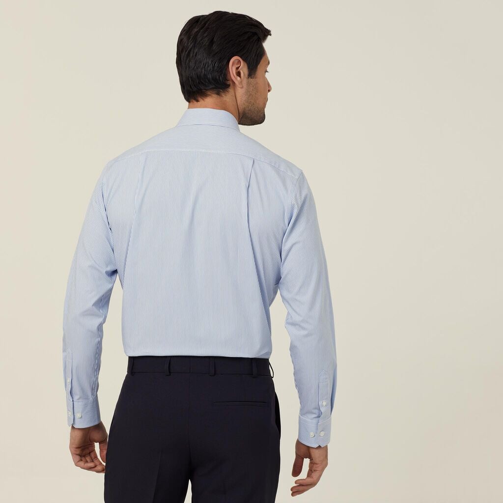 Mens Avignon Fine Block Stripe Stretch Long Sleeve Shirt Shirts NNT