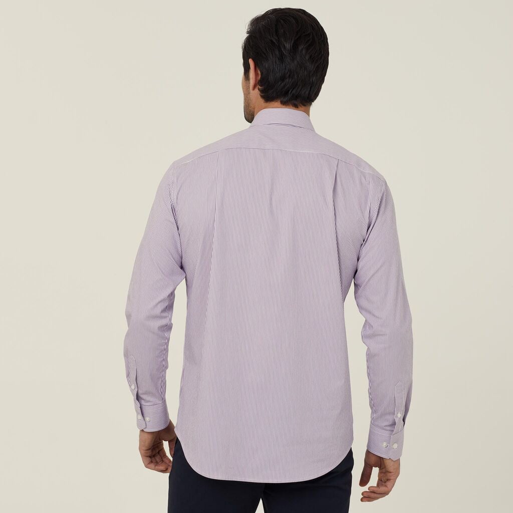 Mens Avignon Fine Block Stripe Stretch Long Sleeve Shirt Shirts NNT