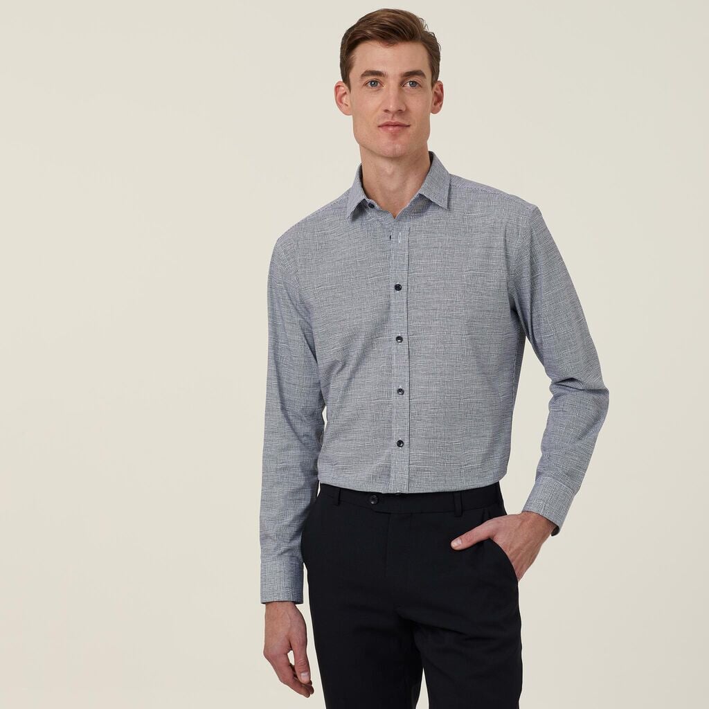 Mens Avignon Abstract Print Stretch Long Sleeve Shirt Shirts NNT
