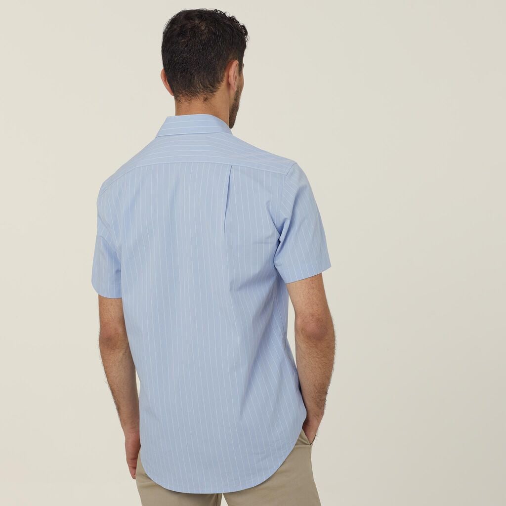 Mens Avignon Pinstripe Stretch Short Sleeve Shirt Shirts NNT