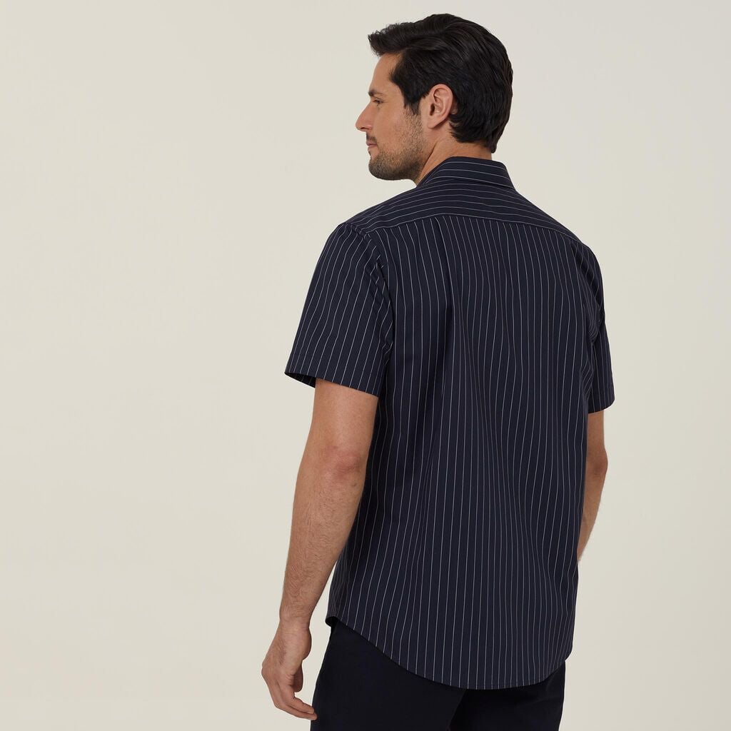 Mens Avignon Pinstripe Stretch Short Sleeve Shirt Shirts NNT