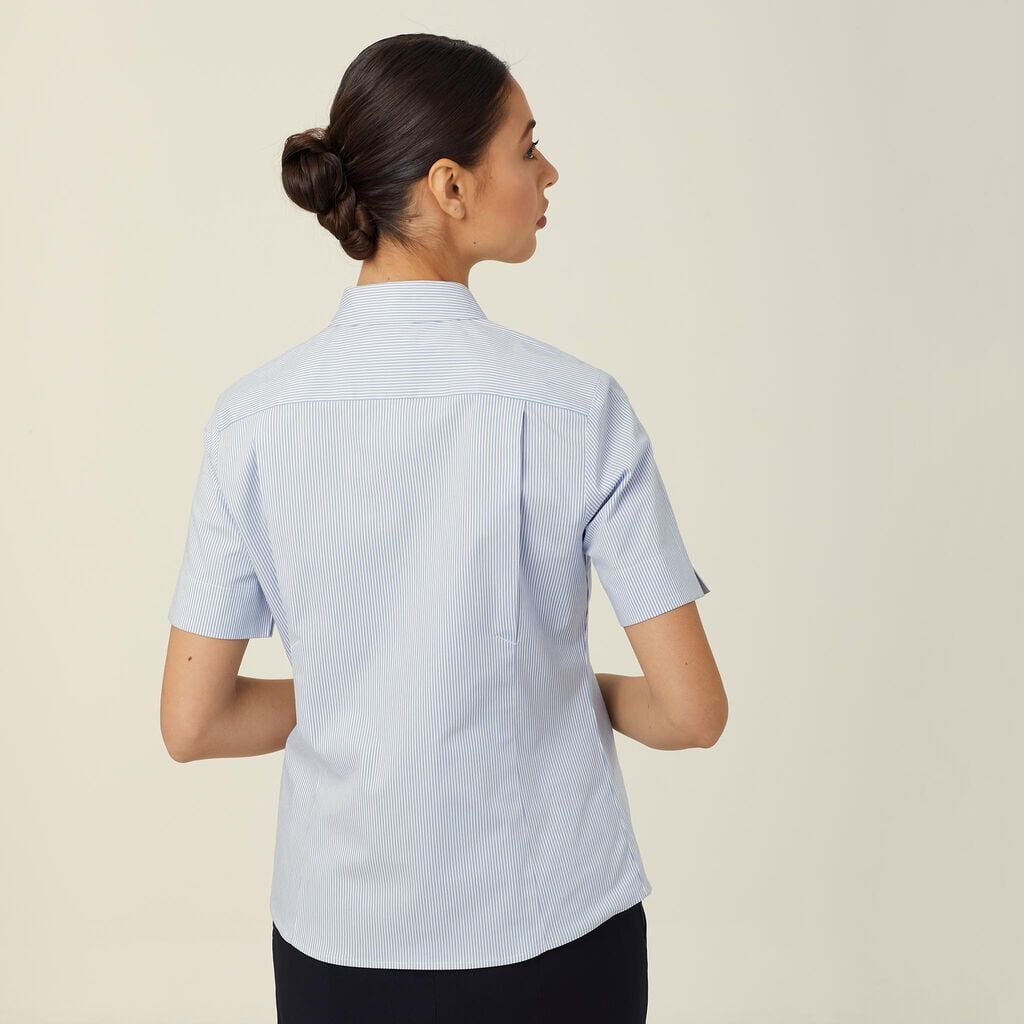 Womens Avignon Fine Block Stripe Stretch Short Sleeve Shirt Shirts NNT