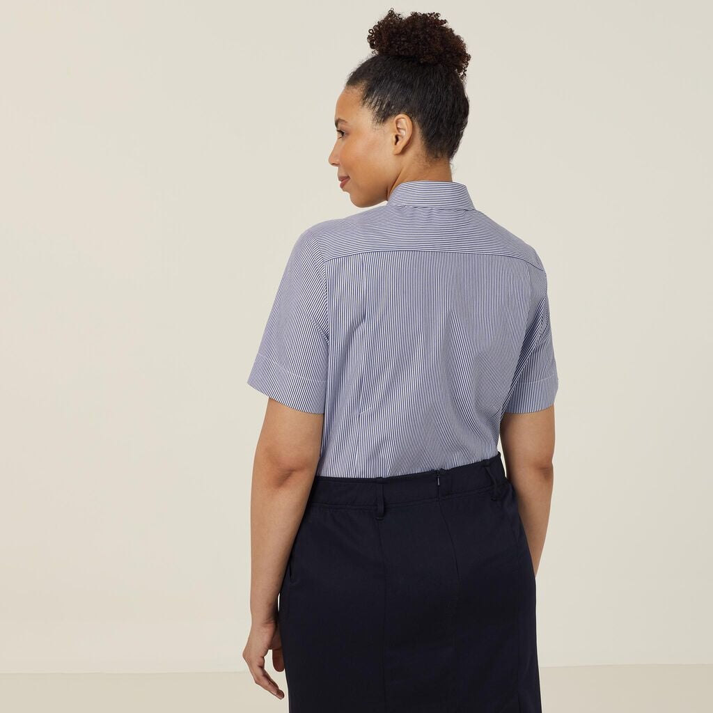 Womens Avignon Fine Block Stripe Stretch Short Sleeve Shirt Shirts NNT
