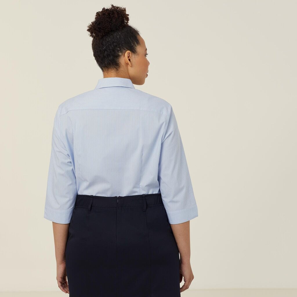 Womens Avignon Fine Block Stripe Stretch 3/4 Sleeve Shirt Shirts NNT