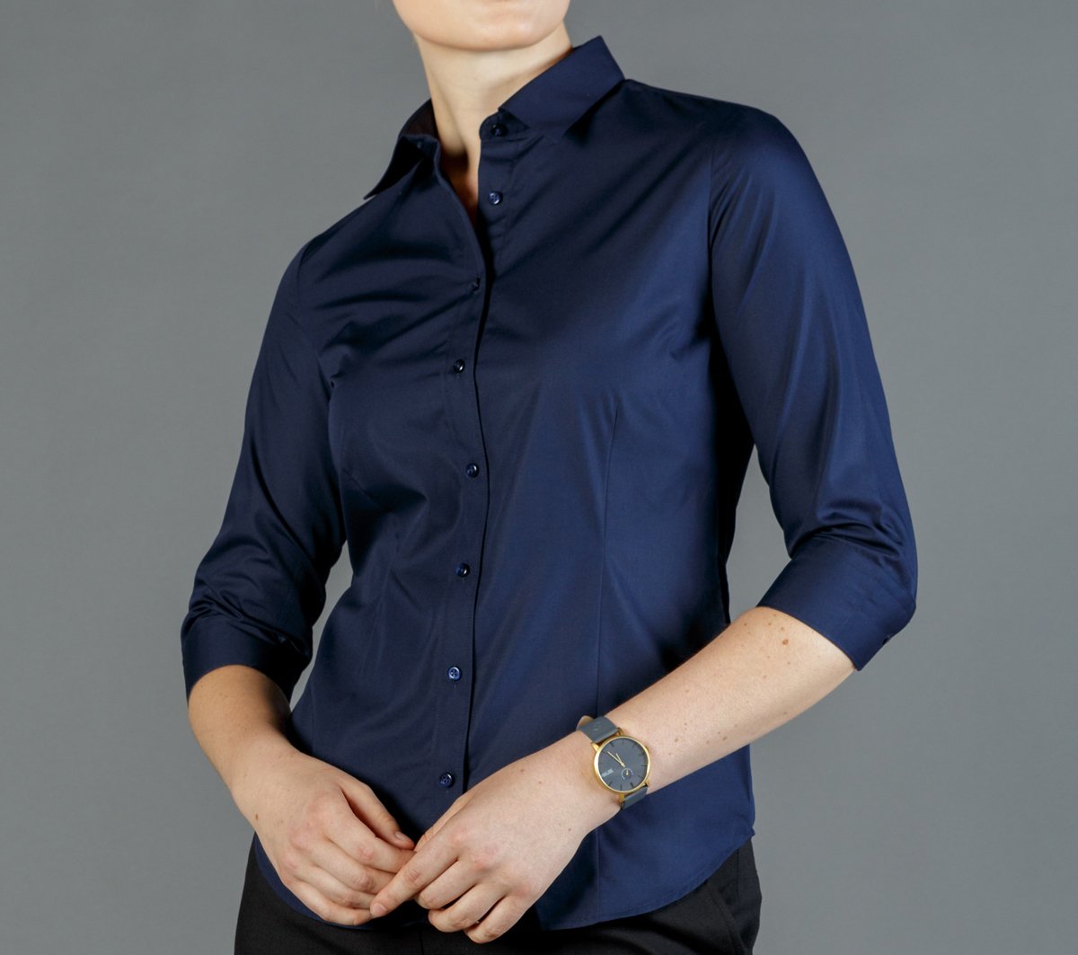 Womens Premium Poplin 3/4 Sleeve Shirt Shirts Gloweave