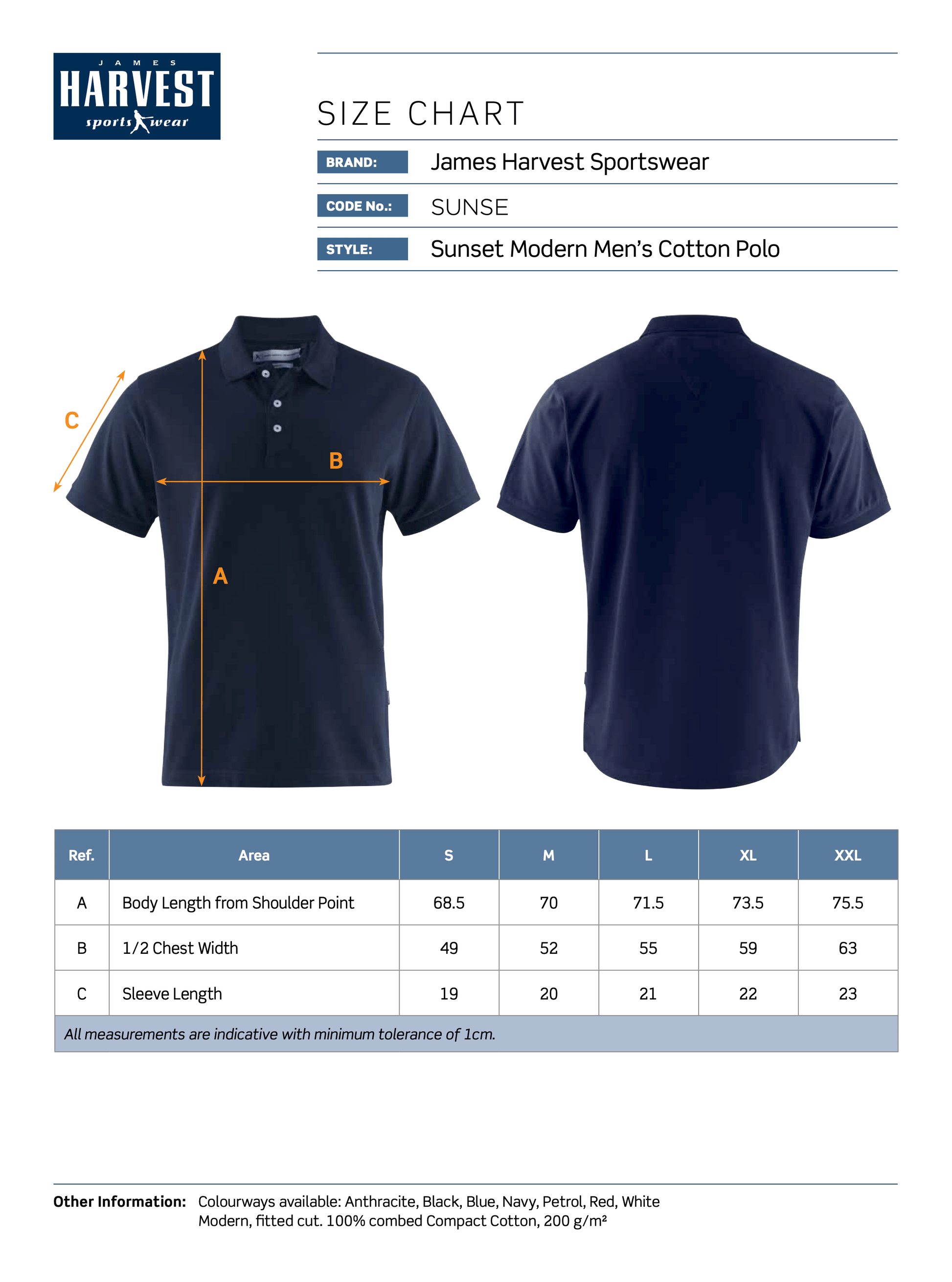 Sunset Modern Fit Polo T-Shirts and Polos James Harvest