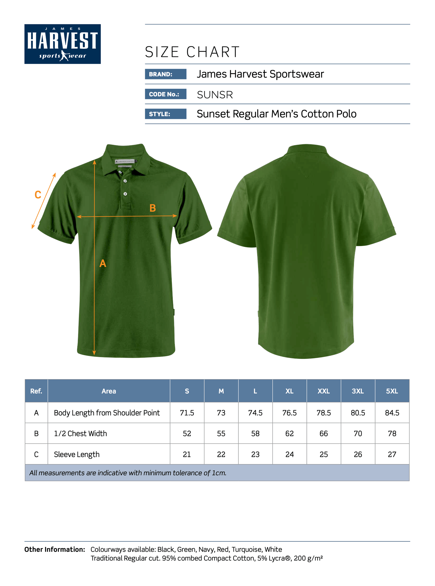 Sunset Regular Fit Polo T-Shirts and Polos James Harvest