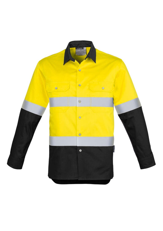 Mens Industrial Long Sleeve Shirt - Hoop Taped Workwear Fashion Biz / Syzmik