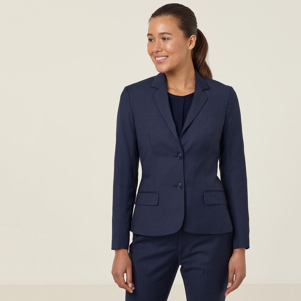Womens Sharkskin 2 Button Mid-Length Detail Jacket Corporate NNT