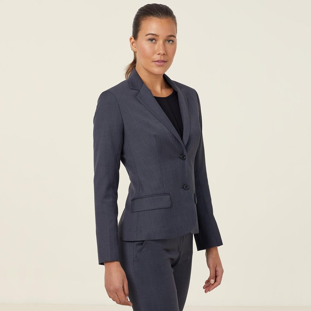 Womens Sharkskin 2 Button Mid-Length Detail Jacket Corporate NNT
