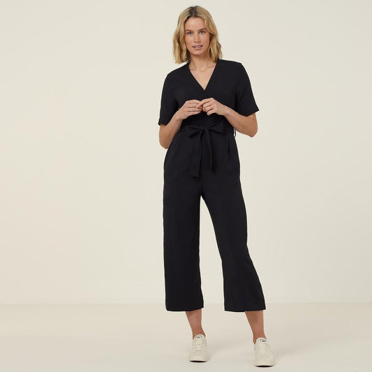 Womens Heavy Stretch Georgette Short Sleeve Jumpsuit Shirts NNT