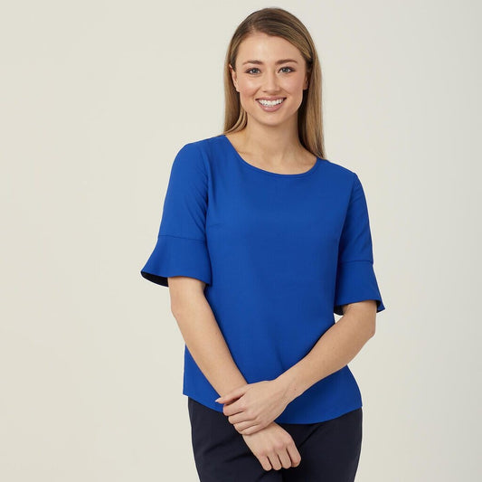 Womens French Georgette Fluted Sleeve Top Shirts NNT