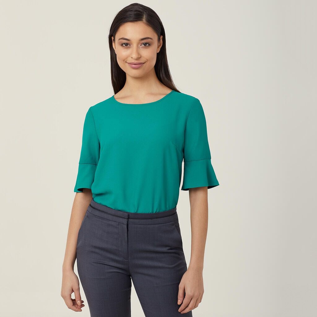 Womens French Georgette Fluted Sleeve Top Shirts NNT