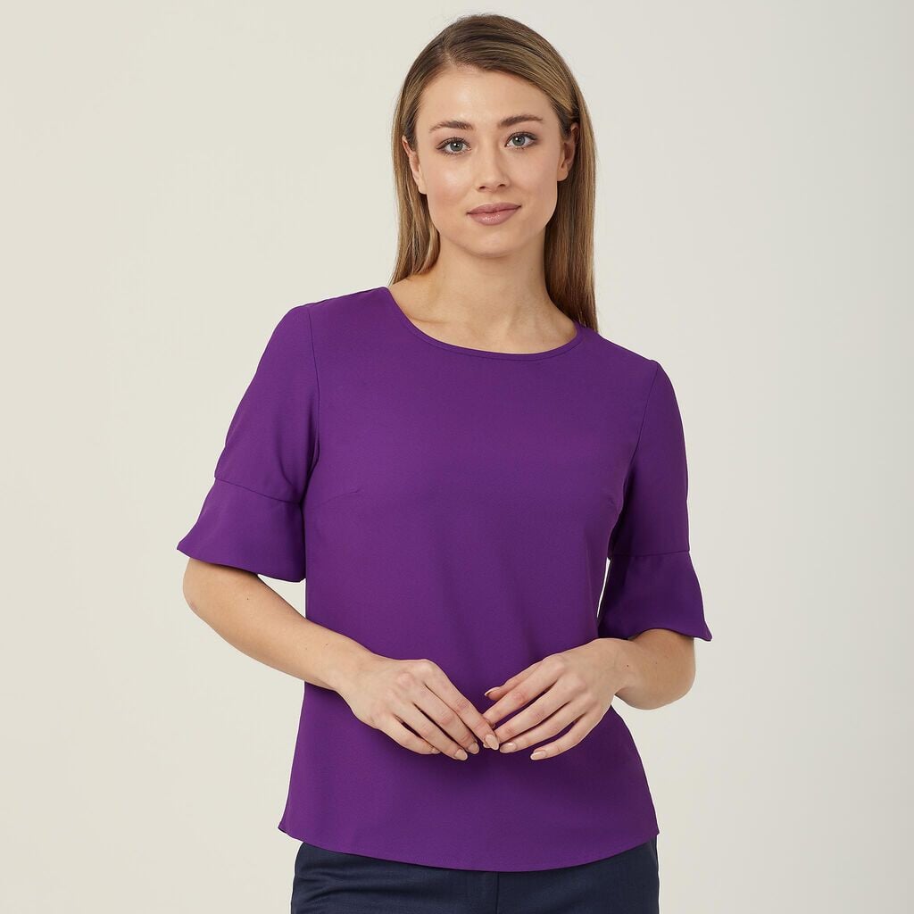 Womens French Georgette Fluted Sleeve Top Shirts NNT