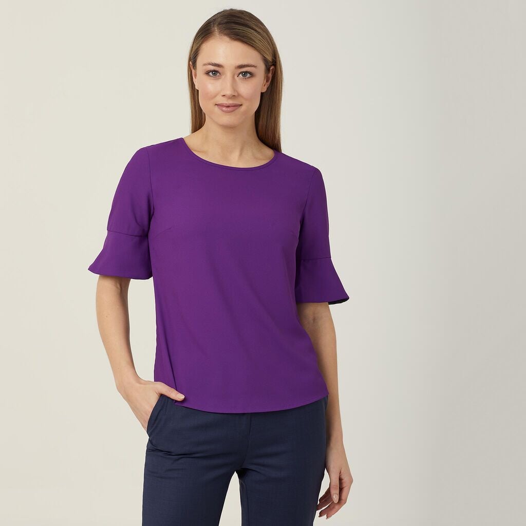 Womens French Georgette Fluted Sleeve Top Shirts NNT