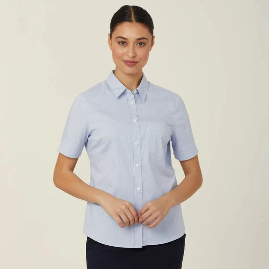 Womens Avignon Fine Block Stripe Stretch Short Sleeve Shirt Shirts NNT
