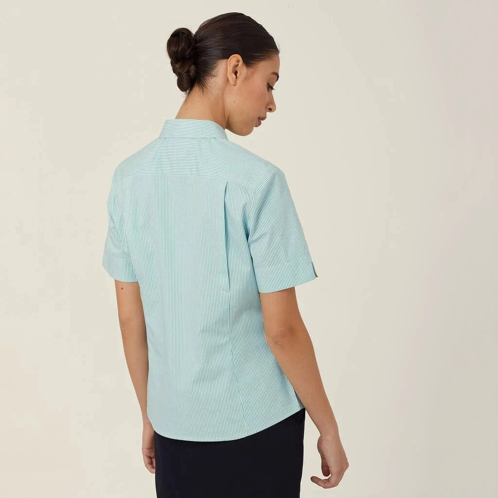Womens Avignon Fine Block Stripe Stretch Short Sleeve Shirt Shirts NNT