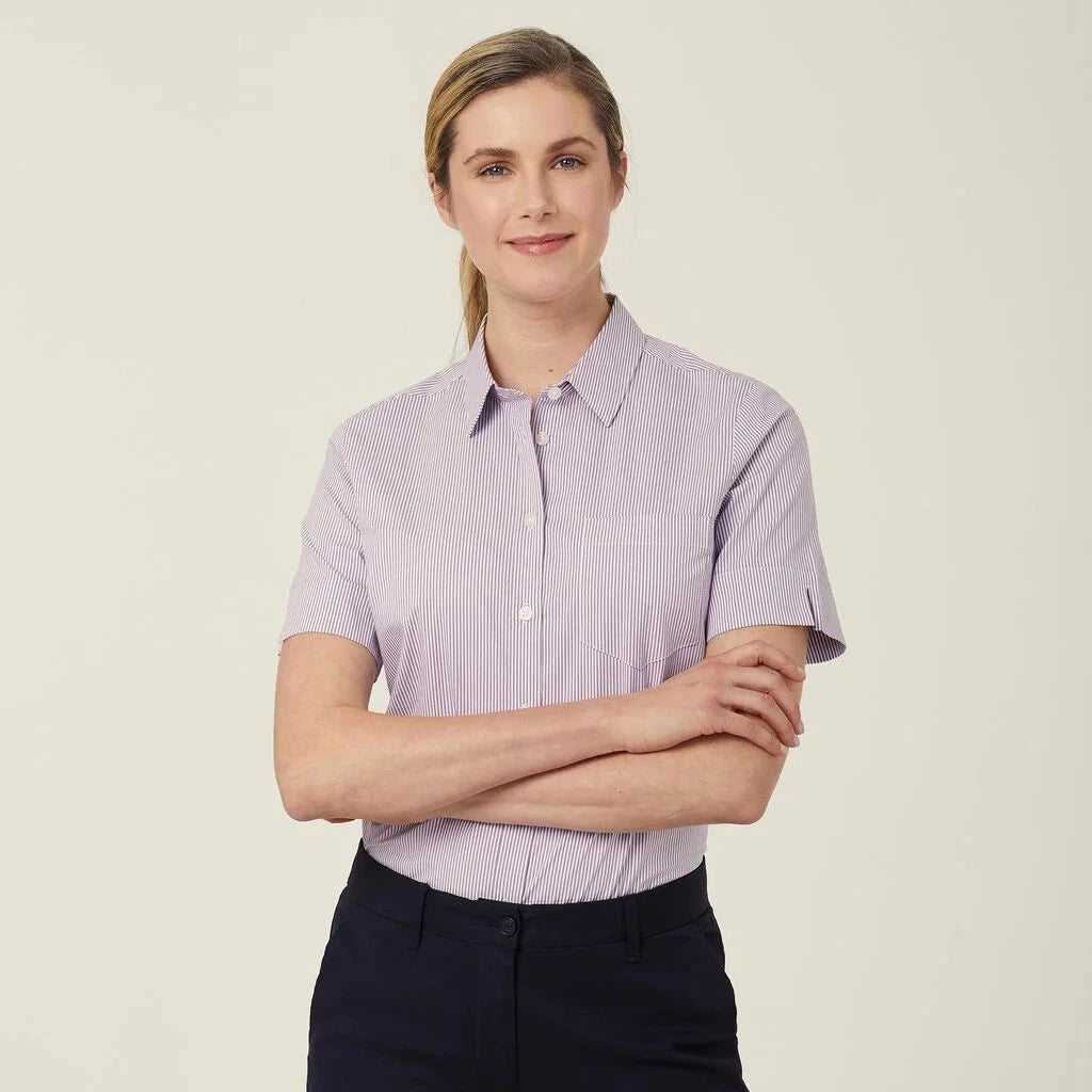 Womens Avignon Fine Block Stripe Stretch Short Sleeve Shirt Shirts NNT