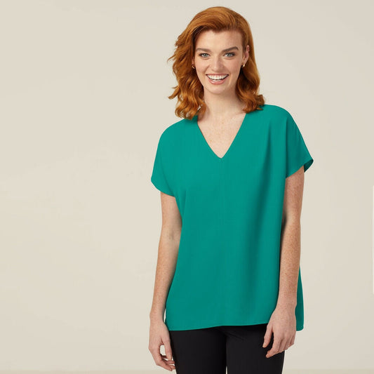 Womens French Georgette Short Sleeve V-Neck Top Shirts NNT
