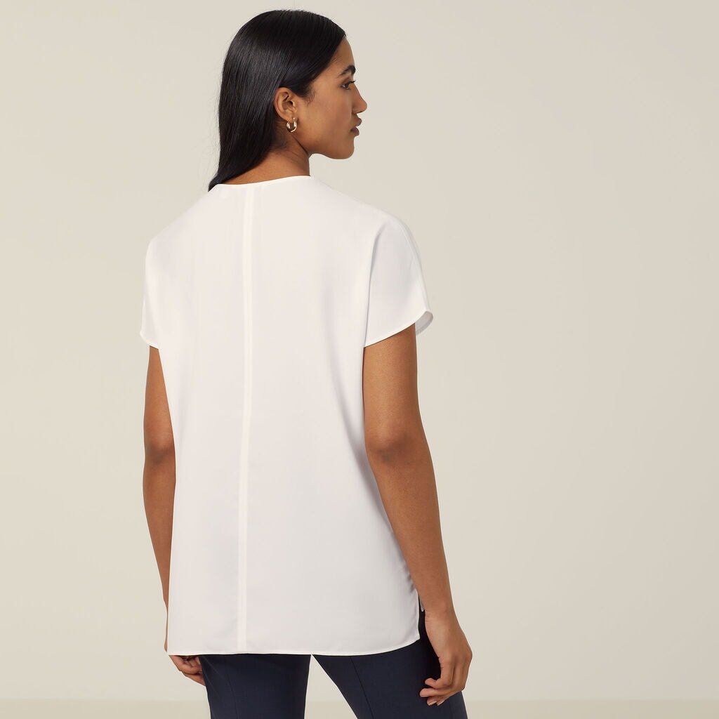 Womens French Georgette Short Sleeve V-Neck Top Shirts NNT